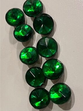 10 PC Set Vintage Buttons Emerald Green